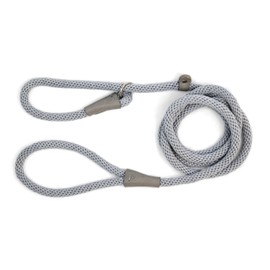 Martha Stewart Braided Rope & Leather Slip Lead for Dogs, Grey, 6'