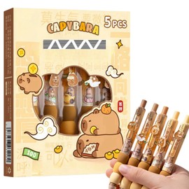 5PCS Cute Capybara Gel Pens,Erasable Ballpoint Pen Set,Erasable Pen,Capybara Eras-able Gel Pen,Pe-n Set Retractable,Rub Out Pens,Retrac-table Anti Slip Rub Out Pens S-et,Retrac-table P-en(Black)