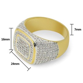 JINAO Gold Pinky Ring 14K Gold Plated Cluster Iced Out Fake Diamond Wedding Anniversary Band Hip Hop Bling Ring for Men Women Valentines Day Gift (11.5)