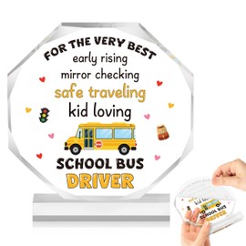 WATINC Bus Driver Appreciation Gifts - Thank You School Bus Drivers Desk Accessories Decor for Men, Acrylic Octagon Graduation Awards Table Centerpiece Sign for Farewell Birthday (Safe Traveling)