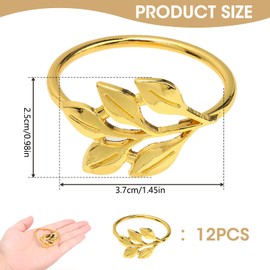 Napkin Rings Gold, Set of 12 Metal Napkin Holders Elegant Leaves Design High Quality Table Decoration for Festive Occasions Elegant Napkin Buckles Napkin Rings Wedding Party Family Dinner