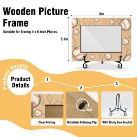 Baseball Picture Frame, Baseball Gifts Picture Frame, Birthday Gifts Thank You Gifts for Coach, Wooden Picture Frame With Stand, Photo Frame 4 x 6 for Desktop Display Home Office Bedroom Decor -15