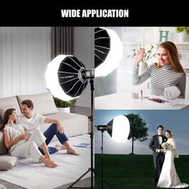 25.6"/65cm Lantern Softbox Quick-Setup Quick-Folding Soft Light Modifier 360° Light Diffuser Bowens Mount Softbox for Video Continuous Lighting,Live Video Light and Other Bowens Mount Light