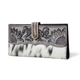 Merbaa Wild West Cowhide Hair On Women Leather Bifold Wallet Best Idea for Gifting Wallet