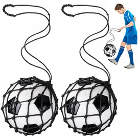 TOBWOLF 2PCS Soccer Ball Kick Trainer, Soccer Return Net for Youth Adults Fit Ball Size 3, 4, 5 Kick Throw Practice Training Aid Adjustable Waist Belt, Football Kick Trainer Solo Practice Training Aid