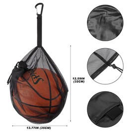 YSYONM Single Ball Bag with Buckle Clip Mesh Shoulder Bag Drawstring Sling Backpack Balls Storage Bags with Zipper Pocket for Carrying Basketball Soccer Volleyball Rugby 2 Pack