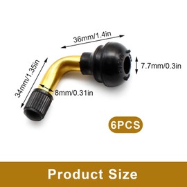 HERKINDNESS Tubeless Valve, Pack of 6 PVR70 Tyre Valves, Scooter Valve 90 Degrees, Angle Valve Motorcycle, Good Airtightness, for Cars, Bikes, Motorcycles, Scooters