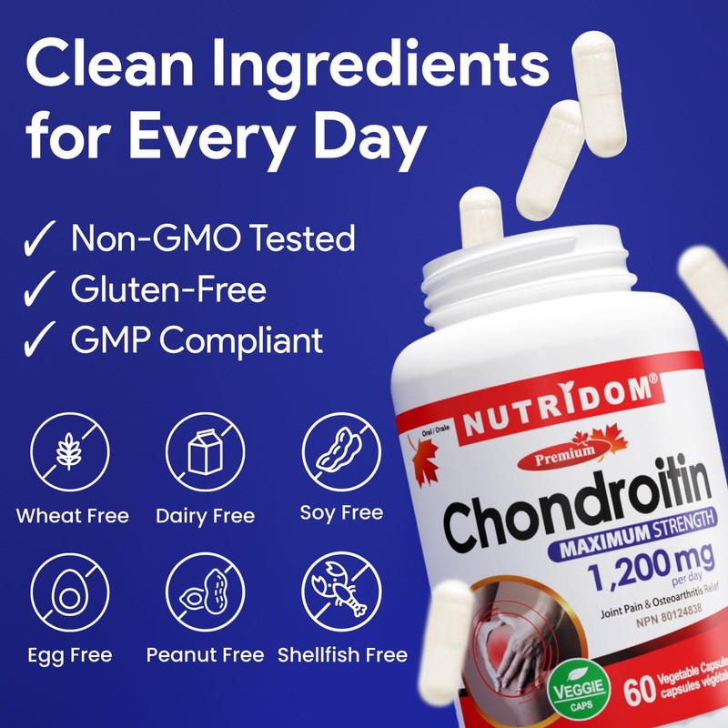 Nutridom Chondroitin Sulfate, 1200 mg Daily (600 mg per Capsule),