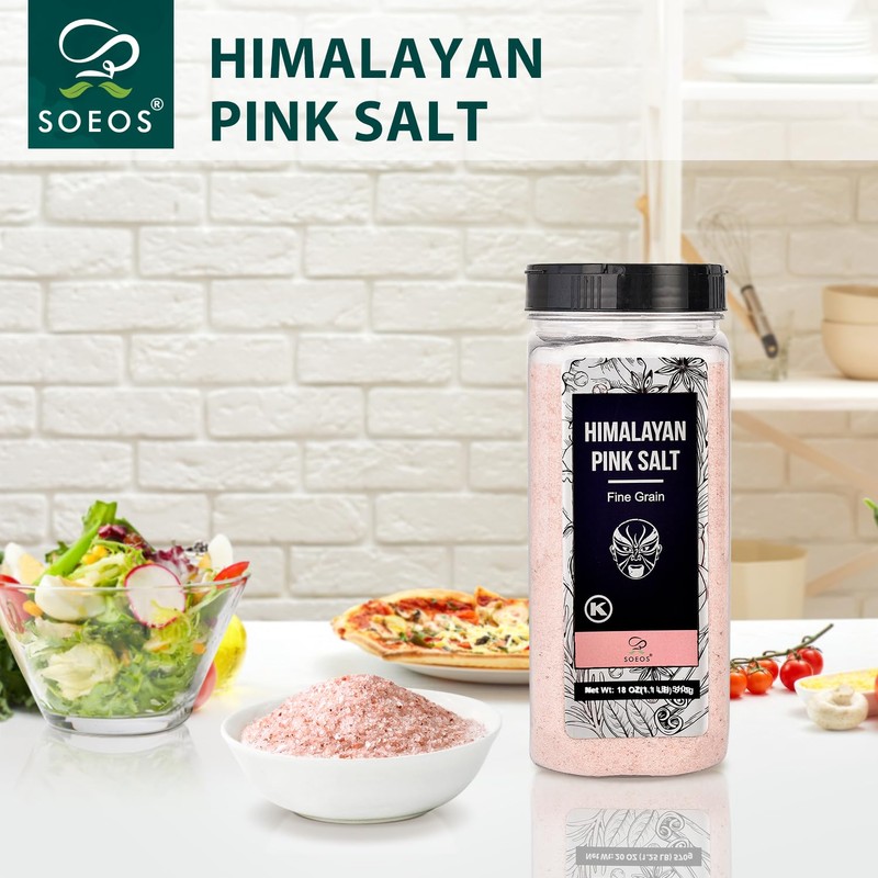 Soeos Himalayan Salt - Fine Grain, 20 oz, Himalayan Pink