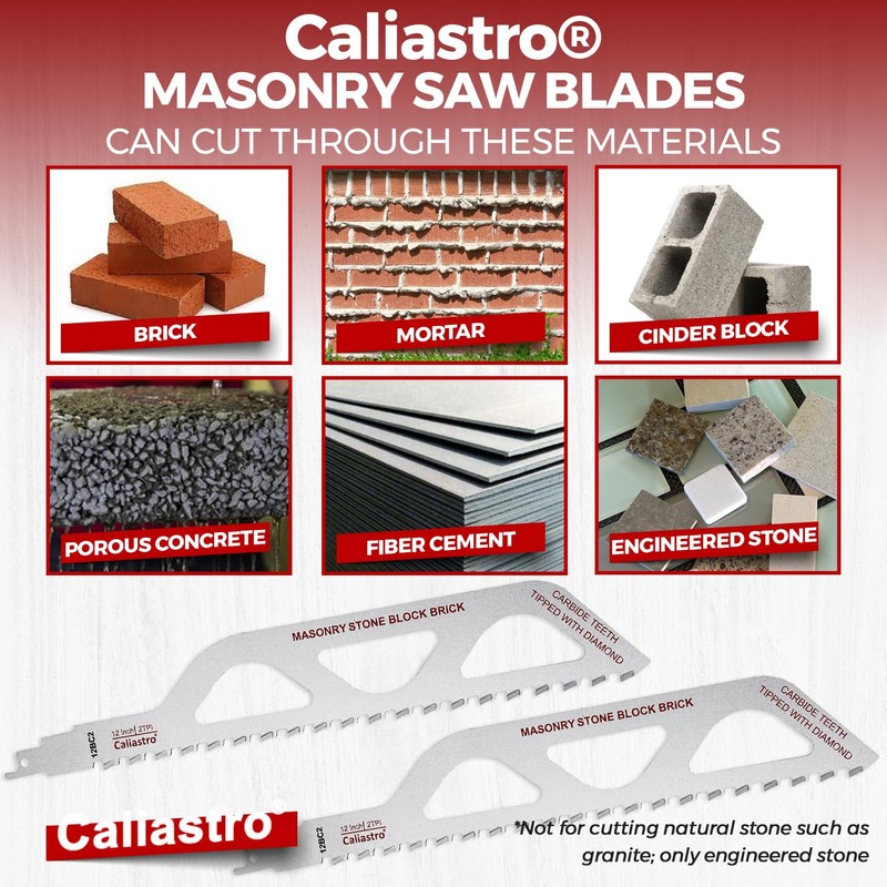 Caliastro 12-Inch Brick, Masonry, Porous Concrete, Engineered Stone Cutting Reciprocating