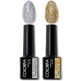 Calapia One Step Perfect Gel Glitter Gel Nail Set, 1 set, 01. Twinkle Silver + Twinkle Gold / 칼라피아 원스텝 퍼펙트젤 글리터 젤네일 세트, 1세트, 01. 트윙클실버+트윙클골드
