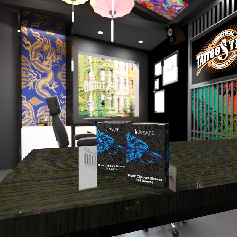 Inksafe Black Tattoo Clip Cord Covers/Sleeves 5cm x 80cm -