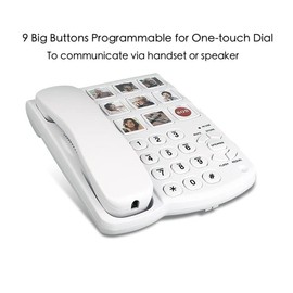 Big Botton Phone for Elderly, Corded Telephone Loud for Hard of Hearing Aid with Speaker, One-Touch Speed Dial Landline Phone for Dementia Aid Handsfree for Seniors Elderly