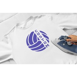 Volleyball Custom Name Iron On Decal, Volleyball Shirt Decal, DIY Craft, Sports Ball, HTV Ready To Apply Transfer Patch, Pick Size Color, Iron-On Almost Anything (White Glitter)