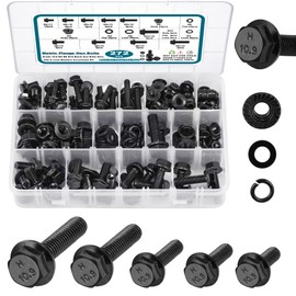 SATANTECH 272Pcs Flange Hex Bolts and Nuts Kit,M6 Bolt,M8 x1.25 Bolts,M10-1.5, Metric Bolt Assortment,Alloy Steel Class 10.9 Black Zinc Plated,Full Coarse Thread (12mm to 30mm)