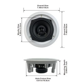 Acoustic Audio R191 in Ceiling/in Wall Speaker 3 Pair Pack 2 Way Home Theater 1200 Watt R191-3PR