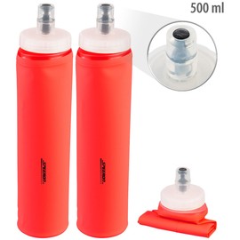 Speeron Smoothie Bottle: Set of 2 Foldable Drinking Bottles, Straight Base, BPA-Free, 500 ml, Orange (Hiking Drinking Bottles, Drinking Water Bottles, Drink Holder)