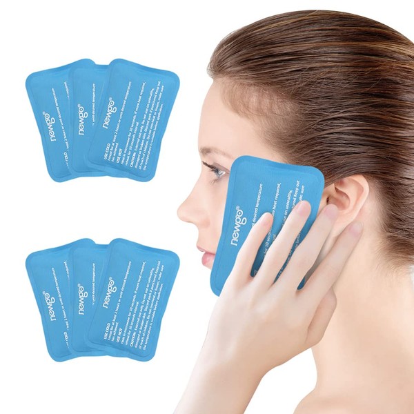 NEWGO Ice Pack for Injuries Reusable, 6PCS Reusable Hot Cold Therapy Small Gel Ice Pack for Wisdom Teeth, Eyes, Migraine, Headaches, Bruises, Bumps, Swelling, Pain Relief (Blue)