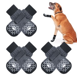 BEAUTYZOO Anti-Slip Dog Socks,Dog Shoes for Hot/Cold Pavement,Paw Protectors with Grips 3 Pairs for Puppy Small Medium Large Senior Old Dogs,Dog Socks to Prevent Licking and Hardwood Floor Protection