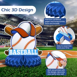 VIDELLY 9 Pieces Sports Birthday Party Decorations, Soccer Basketball Honeycomb Football Baseball Centerpieces Table Toppers Decorations For Kids Birthday Party Supplies