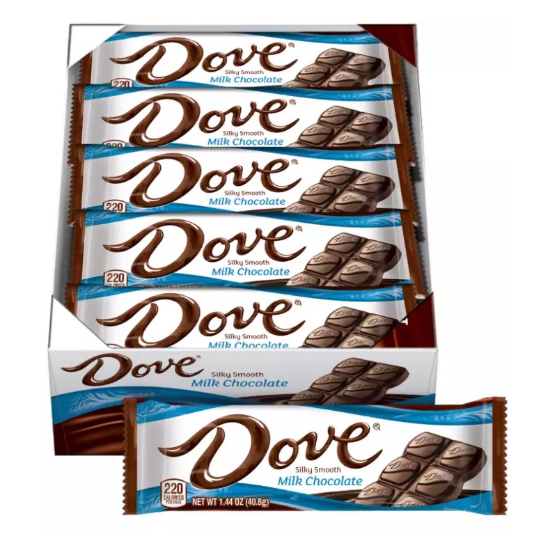 Dove Milk Chocolate Singles Size Candy Bar 1.44-Ounce Bar 18-Count