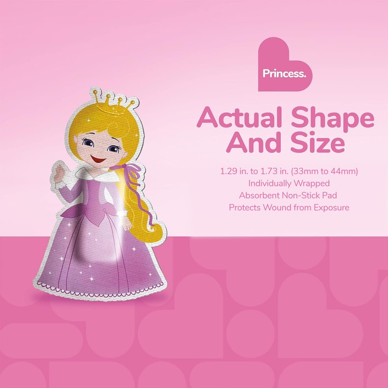 BioSwiss Bandages, Princess Shaped Self Adhesive Bandage, Latex Free Sterile