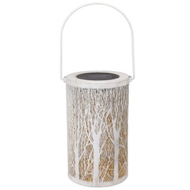 Garden Hanging Light Outdoor Solar Powered Lantern 5730LED White Forest Tree Pattern Lamp with Handle IP44 Waterproof