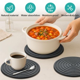 3 Pack Trivets for Hot Dishes Decorative Diatomite Stone Drying Tray for Kitchen Counter Black Silicone Trivets for Hot Pots and Pans Large Coasters Ceramic Trivet Set Round Bathroom Decor Trays