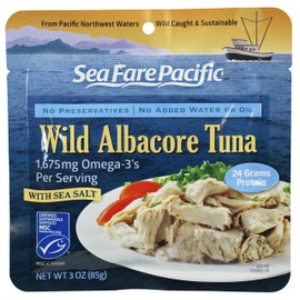 Sea Fare Pacific Wild Caught Albacore Tuna,Salt Sport Pouch, 3 Ounce (Pack of 12)