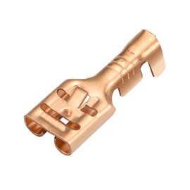 Heschen 100 Pcs Spade Crimp Terminals, 6.3mm, Brass, Non-Insulated, for Cables 1-1.5 mm²
