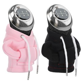 Wanmu 2Pcs Gear Shift Hoodie, Fashionable Gear Shift Knob Cover, Mini Hoodie for Car Shifter, Auto Interior Cute Gadgets, Universal Cars Decor Accessories (Pink/Black)