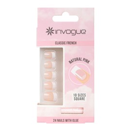 Acrylic Square Nails 24-Nail Set - French Pink