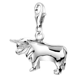 Nenalina 713212-000 bull charm pendant in 925 sterling silver, fits all common charm jewellery