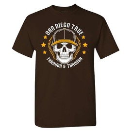 San Diego True Through & Through Men's Skull T-Shirt for San Diego Fans (Brown Shirt,3XL)
