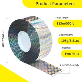 KOKMEYA Bird Scare Tapes 500FT*2 Reflective Flash Tape for Birds, Bird Scare Device Double Side Ribbon Scare Birds Away for House, Garden, Yard, Orchard, Patio, Outdoor