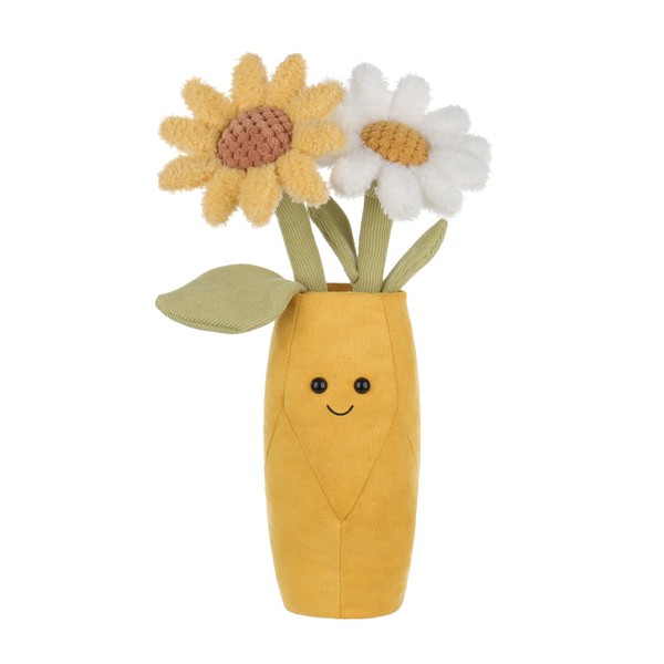 Apricot Lamb Daisy Vase Plush Stuffed Flowers for Kids, Soft