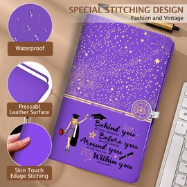 LBWCER Inspirational Graduation Journal Congratulations Graduating Journey Leather Notebook (Graduation Purple)