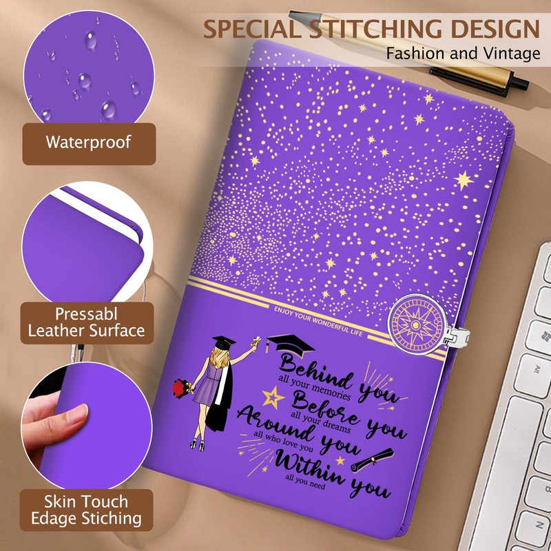 LBWCER Inspirational Graduation Journal Congratulations Graduating Journey Leather Notebook (Graduation
