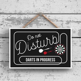 Global Designs Do Not Disturb Darts Funny Hanging Hanger Wooden Plaque