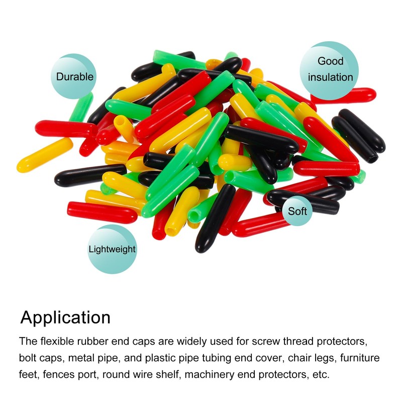 sourcing map Pack of 100 Rubber End Caps 2 mm