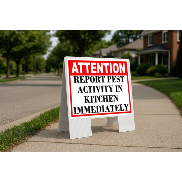Report Pest Activity in Kitchen Immediately Attention Folding Coroplast A-Frame