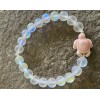 Handmade Iridescent Moonstone Bracelet Rainbow Glass Pink Turtle Sterling Silver