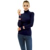 AmélieBoutik Women Long Sleeve Striped Split Cuff Turtleneck Ribbed Pullover