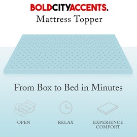 Bold City Accents Memory Foam Mattress Topper - 2 Inch Gel Infused Medium Soft Twin XL Bedding Pad - Cooling Mattress Topper Twin XL, CertiPUR-US Certified