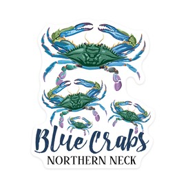 Lantern Press Sticker Northern Neck, Virginia, Blue Crabs, Pattern, Die Cut Vinyl, (Waterproof Decal for Cars, Water Bottles, Laptops, Coolers), Small