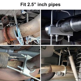 2 Pcs 2.5" Exhaust Clamp with Hanger Rod and 4 Pcs Rubber Exhaust Hangers for 2.5 Inch Exhaust Pipes, Heavy Duty Universal Exhaust System Hanger for Car Truck SUV