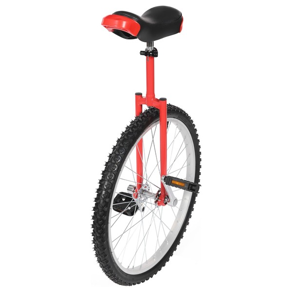 FiueStur 24 Inch Unicycle Red One Wheel Bike,Height Adjustable Unicycle(36-40in)