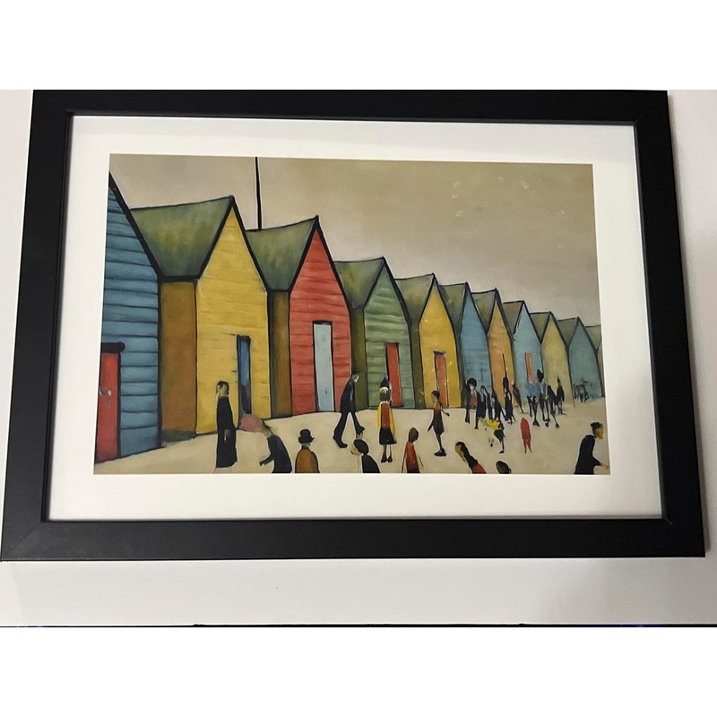 Greetingles Lowry-Style Framed Print. Beautiful Black Ash Frame (Lowry, LS