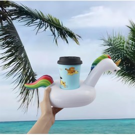 2 Pack Floating Drink Holder, Unicorn Drink Floaties for Pool,Floating Cup Holder for Pool Inflatable Drinking Holder Beer Floaties for Pool for Parties and Summer Pool Water Fun(White)-SATONBEYI