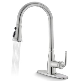 Lavatrum Kitchen Faucets with Pull Down Sprayer 17 Inch Single Handle 1 or 3Holes High Arch Polished Chrome Kitchen Sink Faucet,Chrome